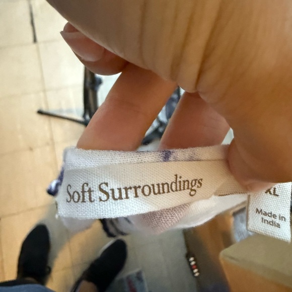 Soft Surroundings Navy Blue Tie Dye Beaded Kimono - Picture 2 of 5